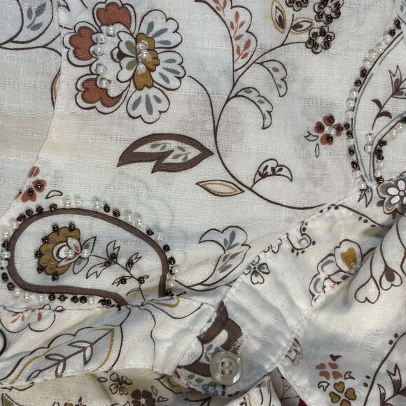 Panhandle Slim Womens XL White Paisley Western Rodeo Ranchwear Cowgirl Fit Shirt - Picture 11 of 16